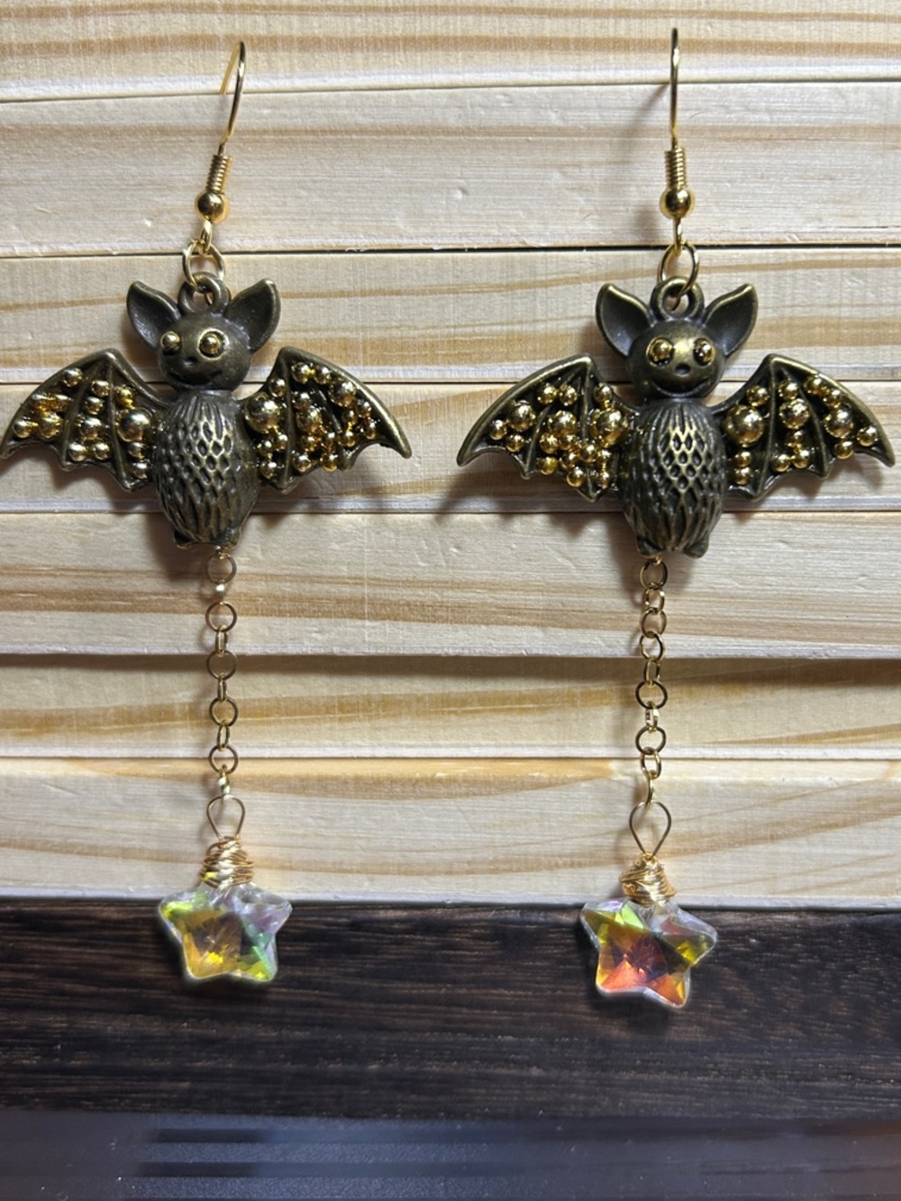 3/$25 Bat Dangle Earrings with Iridescent Star Charms